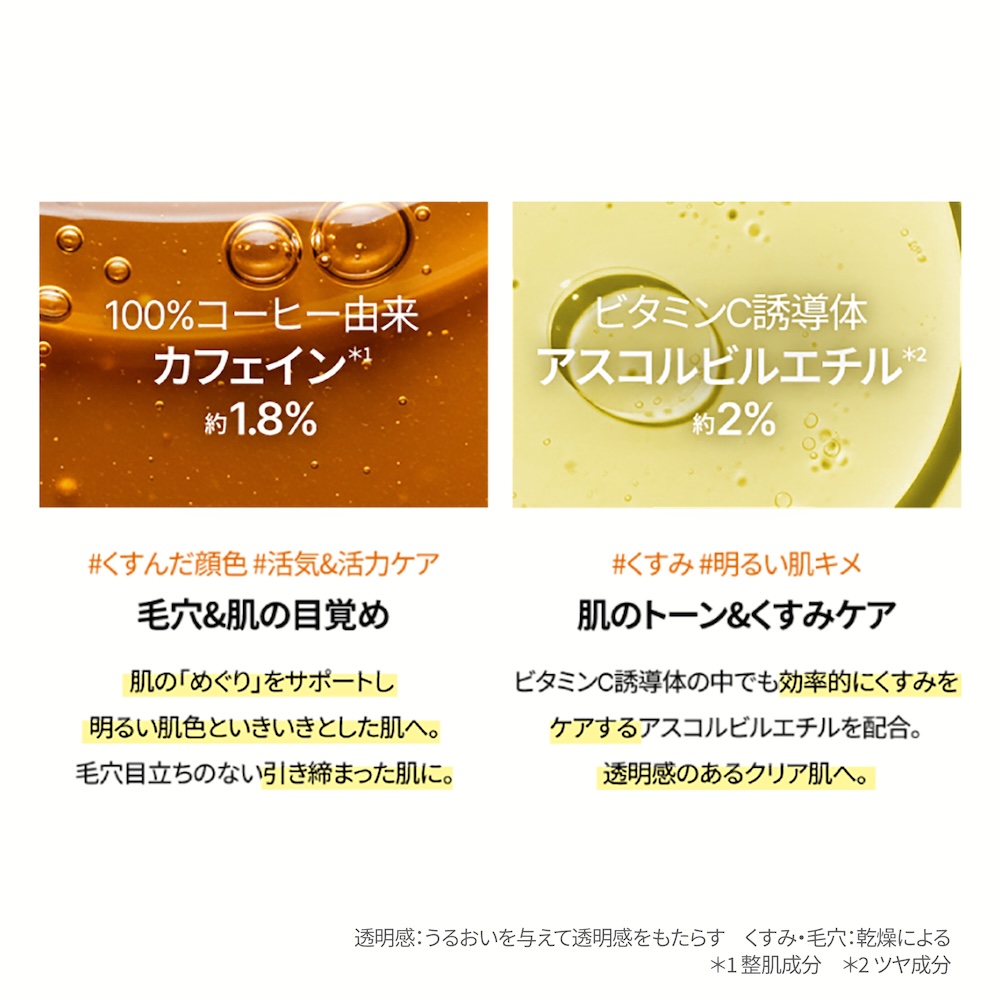 つるんと明るい肌印象へ、カフェイン配合美容液 shaishaishai カフェインショット ビタＣ トーニングセラム シャイシャイシャイ