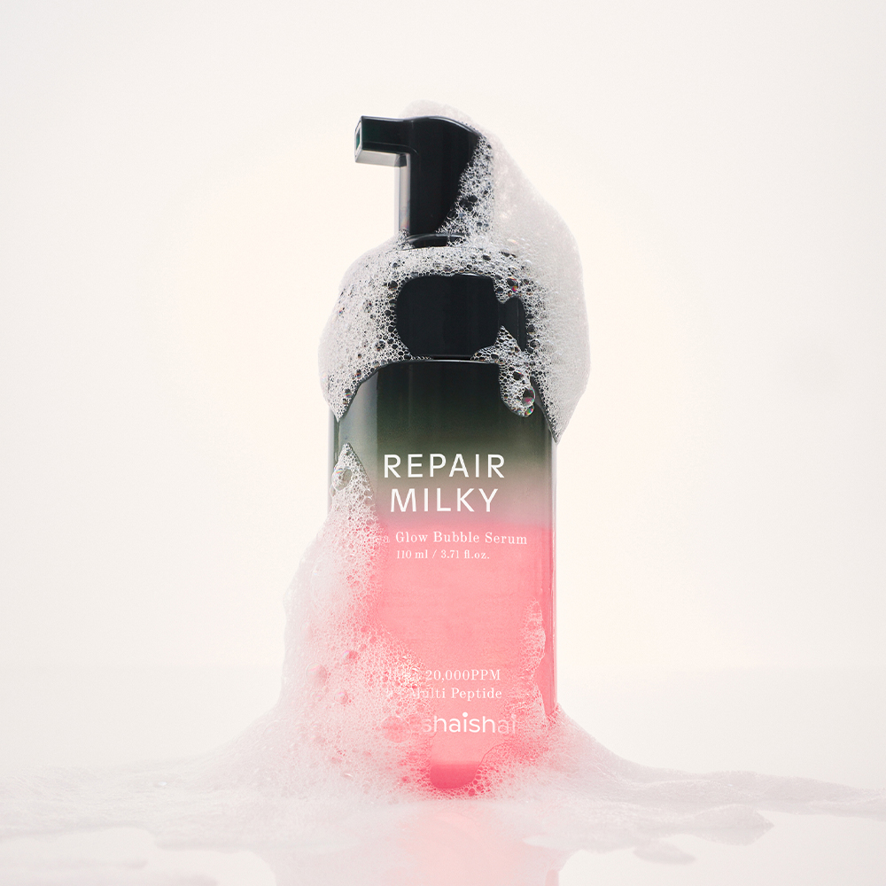 内から輝くツヤ肌に。新感覚のミルキーバブルセラム。shaishaishai リペアミルキー グロウバブルセラム シャイシャイシャイ
